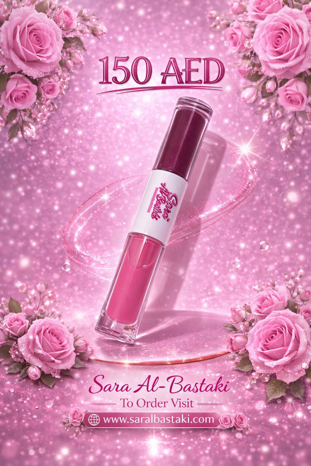 Two in one " HOLLY BERRY matte liquid lip stick YG10 + SUGAR CORAL  lip gloss CC04 "