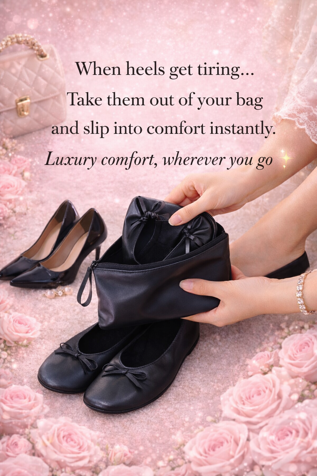 From Heels to Comfort – Foldable Flats قياس M