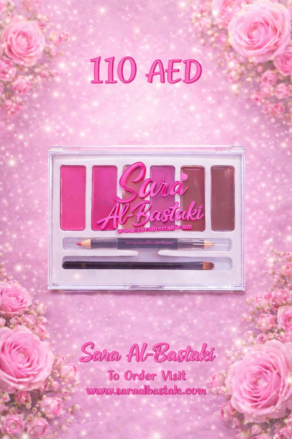 Lipstick palette 6 colour's with two colors lip liner and mini Brush No.110