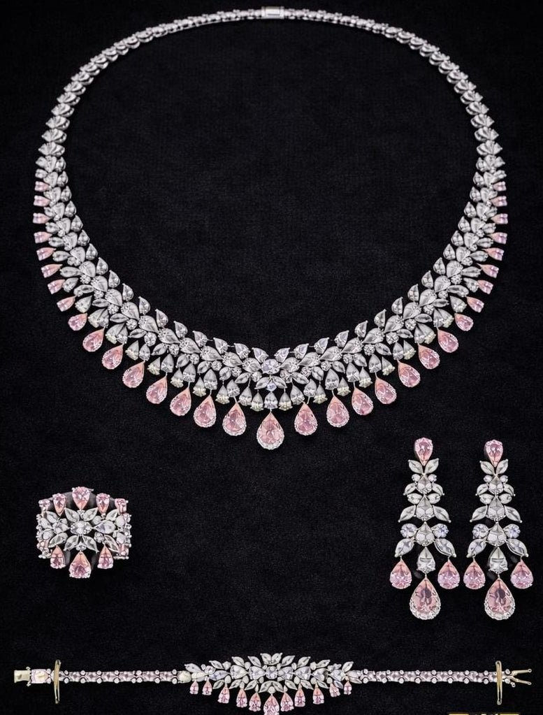 مطلي ذهب روديوم طقم وردي رقم.1