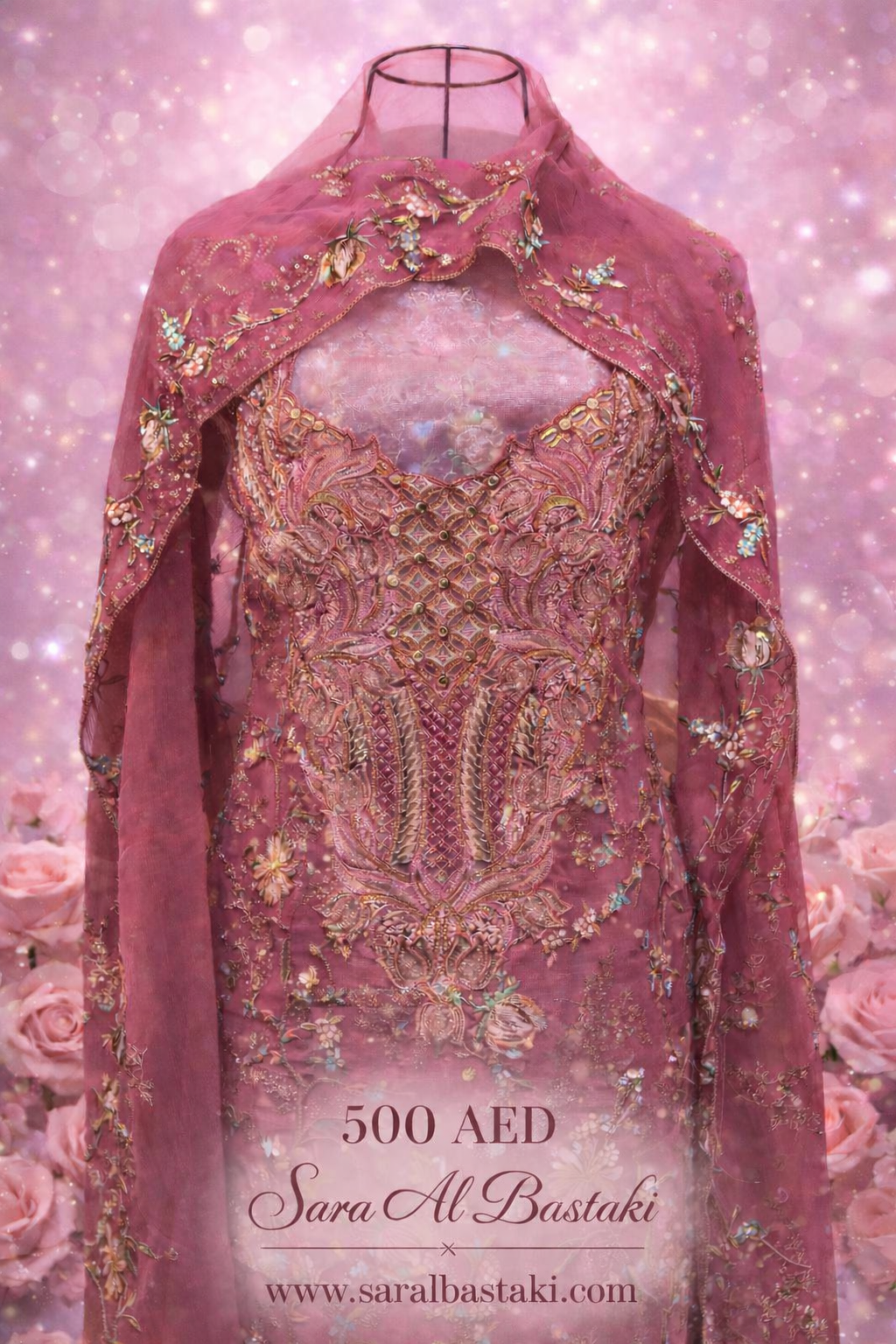 الطقم الوردي المطرّز بالكامل . 4